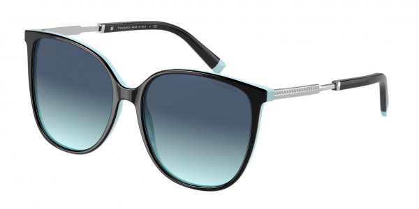 Tiffany & Co. TF4184 Sunglasses, 80559S BLACK ON TIFFANY BLUE AZURE GR (BLACK)