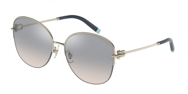 Tiffany & Co. TF3082 Sunglasses, 61691U PALE GOLD GRAD BLUE MIRROR SIL (GOLD)