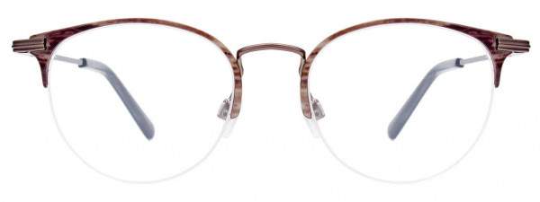 EasyClip EC587 Eyeglasses, 020 - Beige & Brown Stripes & Dark Steel/Dark Steel