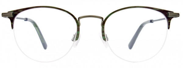 EasyClip EC587 Eyeglasses, 060 - Forest Green & Brown Stripes/Forest Green
