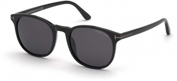 Tom Ford FT0858-N Ansel Sunglasses, 01A - Shiny Black / Smoke Lenses