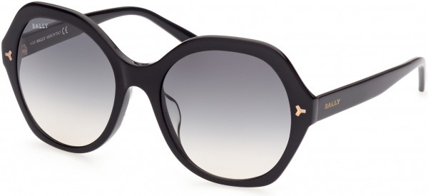 Bally BY0035-H Sunglasses, 01B - Shiny Black/ Gradient Grey To Orange Lenses