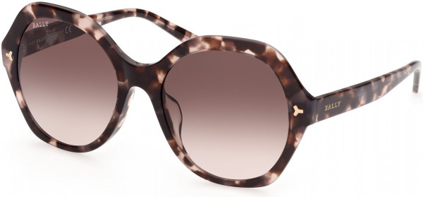 Bally BY0035-H Sunglasses, 55F - Shiny Vintage Rose Havana/ Gradient Brown To Rose Lenses