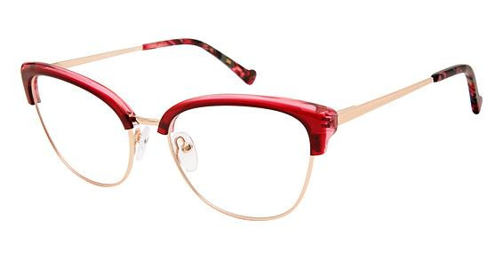 Betsey Johnson CATCALL Eyeglasses, Burgundy