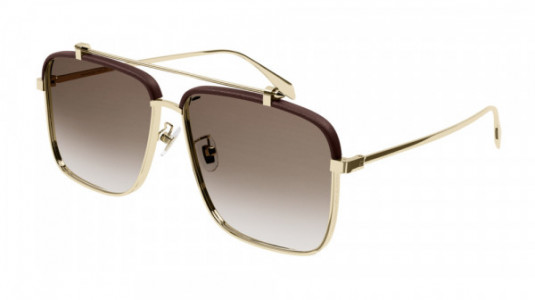 Alexander McQueen AM0336S Sunglasses, 002 - GOLD with BROWN lenses