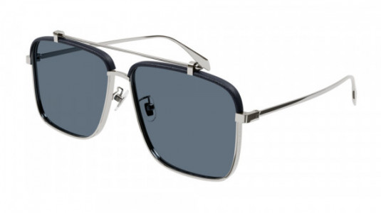 Alexander McQueen AM0336S Sunglasses, 003 - RUTHENIUM with BLUE lenses