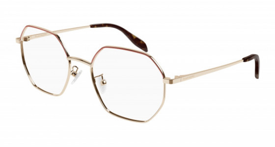 Alexander McQueen AM0338O Eyeglasses, 007 - GOLD with TRANSPARENT lenses