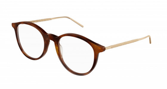 Boucheron BC0123O Eyeglasses, 002 - HAVANA with GOLD temples and TRANSPARENT lenses