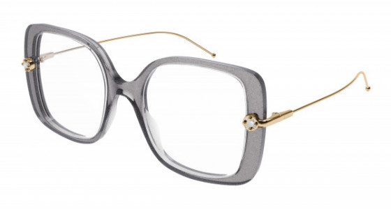 Pomellato PM0098O Eyeglasses, 001 - GREY with GOLD temples and TRANSPARENT lenses