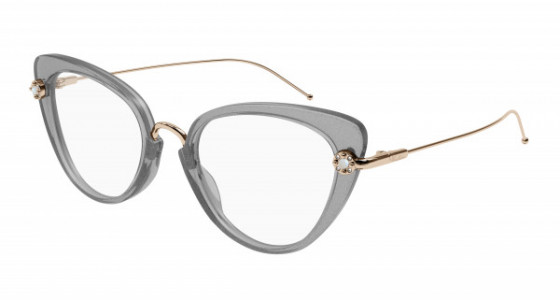 Pomellato PM0100O Eyeglasses, 001 - GREY with GOLD temples and TRANSPARENT lenses