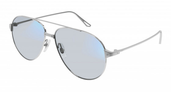 Cartier CT0298S Sunglasses, 011 - SILVER with LIGHT BLUE lenses