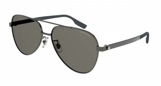 Montblanc MB0182S Sunglasses, 002 - GUNMETAL with GREY temples and GREY lenses
