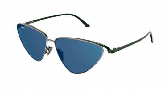 Balenciaga BB0162S Sunglasses, 003 - GOLD with GREEN temples and BLUE lenses