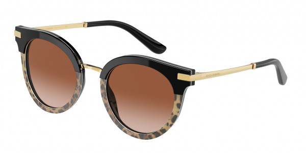 Dolce & Gabbana DG4394F Sunglasses, 324413 BLACK/LEO PRINT BROWN GRADIENT (BLACK)