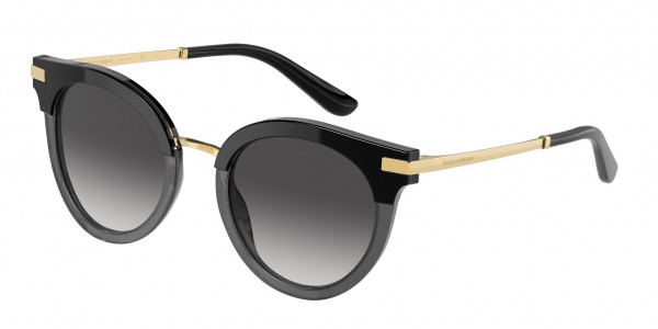 Dolce & Gabbana DG4394F Sunglasses, 32468G BLACK/TRANSPARENT BLACK LIGHT (BLACK)