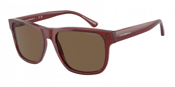 Emporio Armani EA4163 Sunglasses, 507573 TRANSPARENT BORDEAUX DARK BROW (RED)