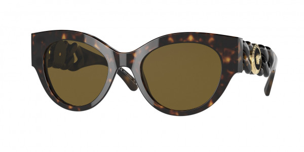 Versace VE4408F Sunglasses, 108/73 HAVANA DARK BROWN (TORTOISE)