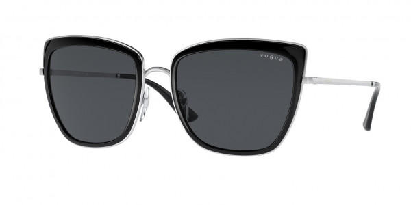 Vogue VO4223S Sunglasses, 323/87 SILVER/BLACK DARK GREY (SILVER)