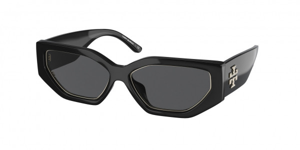 Tory Burch TY9070U Sunglasses, 179187 BLACK GREY SOLID (BLACK)