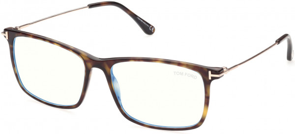Tom Ford FT5758-B Eyeglasses, 052 - Shiny Classic Dark Havana, Rose Gold, 