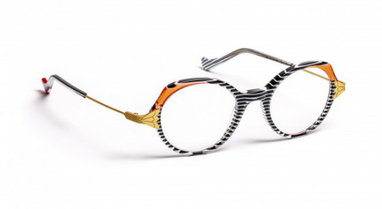 Boz by J.F. Rey MARGOT Eyeglasses, BLACK STRIPED WHITE / RED / GOLD SATIN (0030)