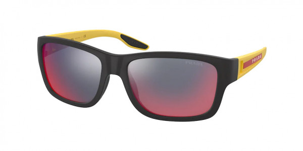Prada Linea Rossa PS 01WS Sunglasses, 08W08F BLACK RUBBER DARK GREY MIRROR (BLACK)