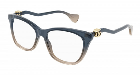 Gucci GG1012O Eyeglasses, 002 - BLUE with TRANSPARENT lenses