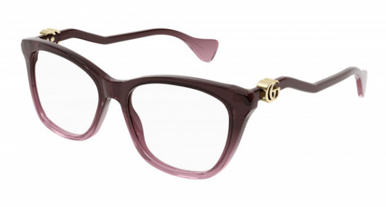Gucci GG1012O Eyeglasses, 003 - BURGUNDY with TRANSPARENT lenses
