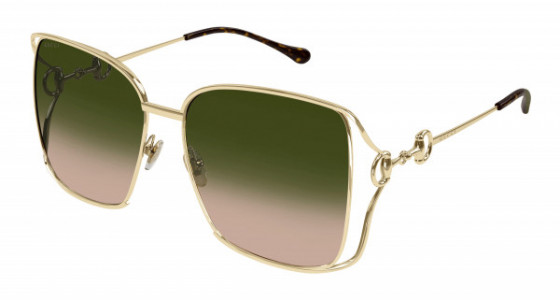 Gucci GG1020S Sunglasses, 001 - GOLD with GREEN lenses