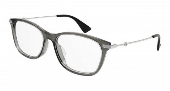 Gucci GG1061OA Eyeglasses, 003 - GREY with SILVER temples and TRANSPARENT lenses