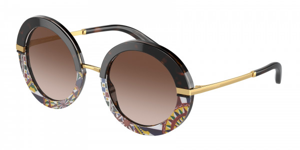 Dolce & Gabbana DG4393 Sunglasses, 327813 TOP HAVANA/HANDCART BROWN GRAD (BROWN)