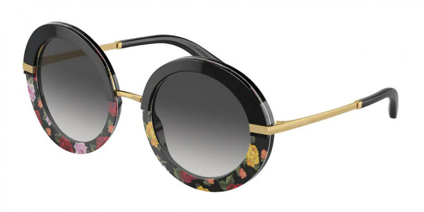 Dolce & Gabbana DG4393 Sunglasses, 34008G BLACK ON WINTER FLOWERS PRINT (BLACK)