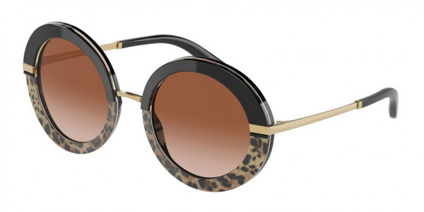Dolce & Gabbana DG4393F Sunglasses, 324413 BLACK/LEO PRINT BROWN GRADIENT (BLACK)