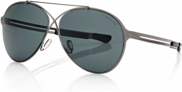 Tom Ford FT0828 Rocco Sunglasses, 12V - Shiny Dark Ruthenium W. Matte Black Temple Inserts / Dark Teal Lenses