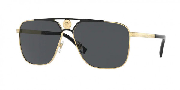 Versace VE2238 Sunglasses, 143687 GOLD/MATTE BLACK DARK GREY (GOLD)