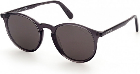 Moncler ML0213 Violle Sunglasses, 01D - Shiny Transparent Dark Grey / Polarized Smoke Lenses