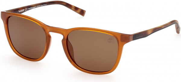 Timberland TB9265 Sunglasses, 47H - Shiny Amber Front/ Tortoise Temples W/ Black Color Pop/ Brown Lenses