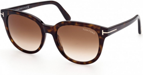 Tom Ford FT0914-F Olivia-02 Sunglasses, 52F - Shiny Classic Dark Havana / Gradient Brown Lenses