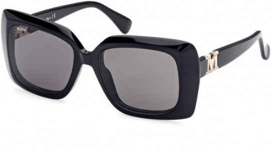 Max Mara MM0030 Emme7 Sunglasses, 01A - Shiny Black, Pale Gold 