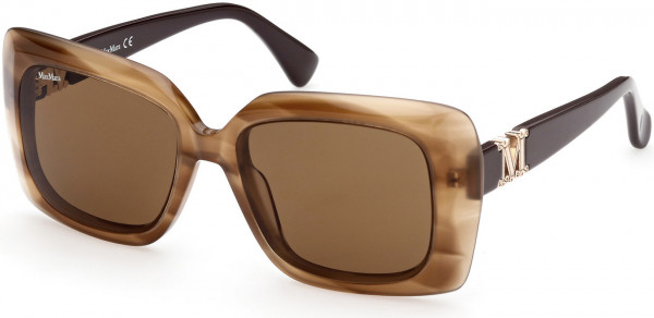 Max Mara MM0030 Emme7 Sunglasses, 56E - Shiny Striped Brown, Shiny Brown, Pale Gold 