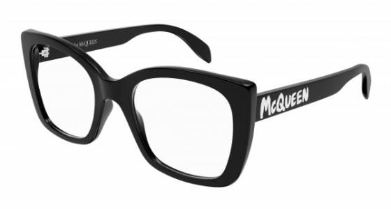 Alexander McQueen AM0351O Eyeglasses, 001 - BLACK with TRANSPARENT lenses
