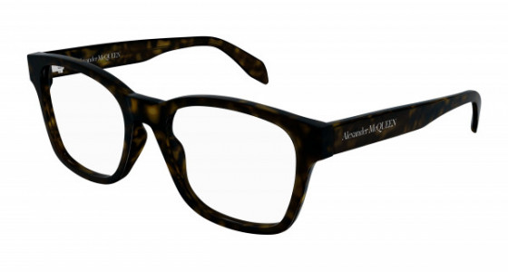 Alexander McQueen AM0356O Eyeglasses, 002 - HAVANA with TRANSPARENT lenses
