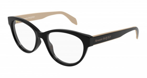 Alexander McQueen AM0359O Eyeglasses, 004 - BLACK with TRANSPARENT lenses