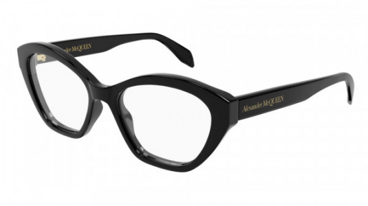 Alexander McQueen AM0360O Eyeglasses, 001 - BLACK with TRANSPARENT lenses