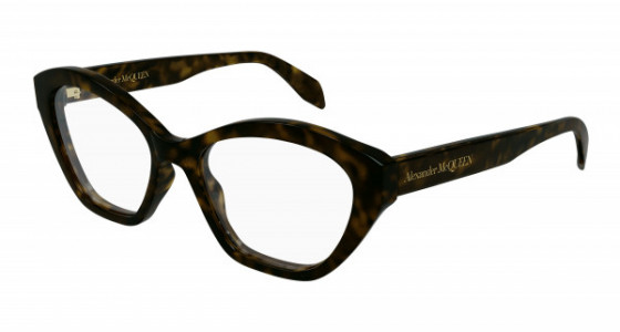 Alexander McQueen AM0360O Eyeglasses, 002 - HAVANA with TRANSPARENT lenses