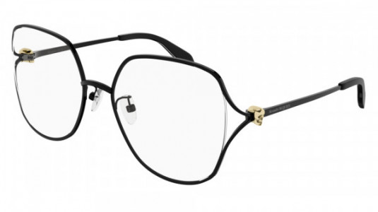 Alexander McQueen AM0368O Eyeglasses, 003 - BLACK with TRANSPARENT lenses