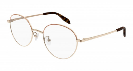 Alexander McQueen AM0369O Eyeglasses, 003 - GOLD with TRANSPARENT lenses