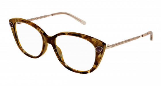 Boucheron BC0129O Eyeglasses, 002 - HAVANA with GOLD temples and TRANSPARENT lenses