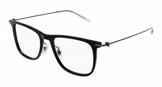 Montblanc MB0206O Eyeglasses, 001 - BLACK with GUNMETAL temples and TRANSPARENT lenses