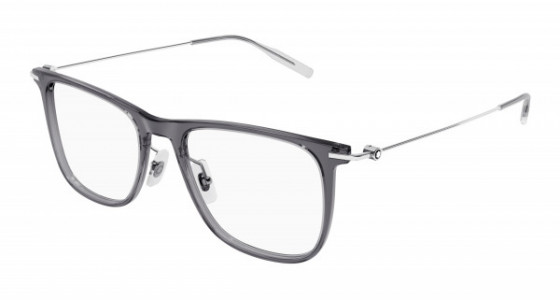 Montblanc MB0206O Eyeglasses, 003 - GREY with SILVER temples and TRANSPARENT lenses